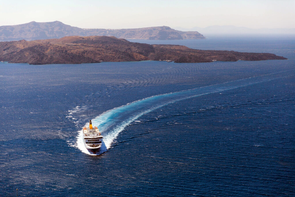 Ferry turns to the port